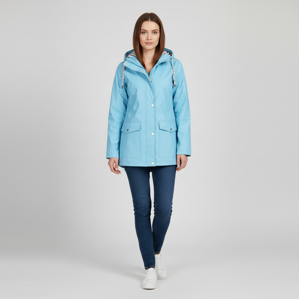 Jackets : Veste Légère à Capuche Femme avec Doublure Rayée dans de Roselva