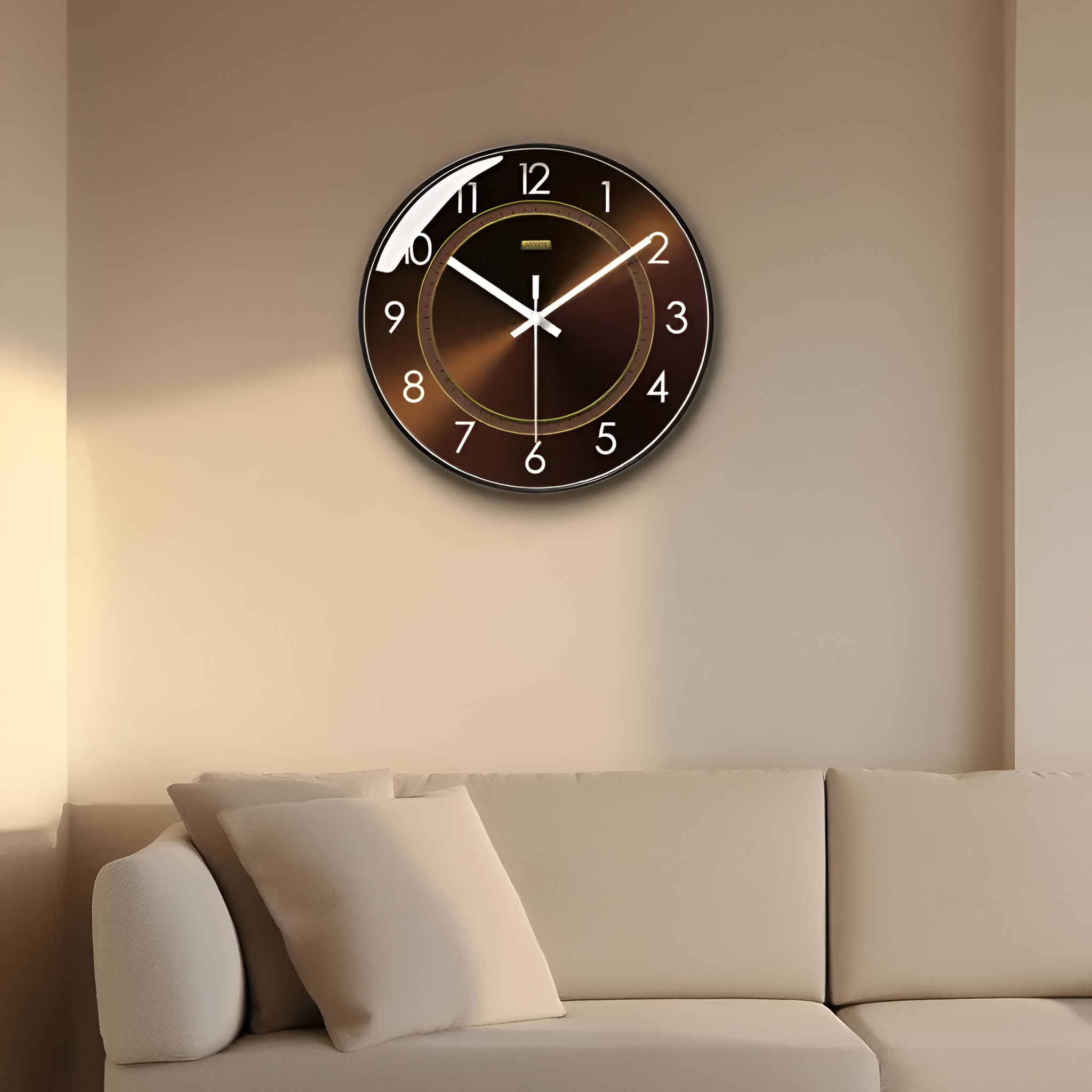 Horloges murales : Horloge Murale Design en Verre Accessoire De Salon dans de Marche Lino