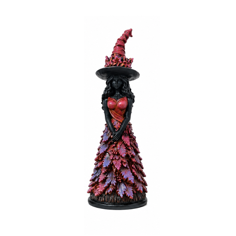 Figurine de Sorcière Gothique avec Détails d'Automne - Résine 25cm