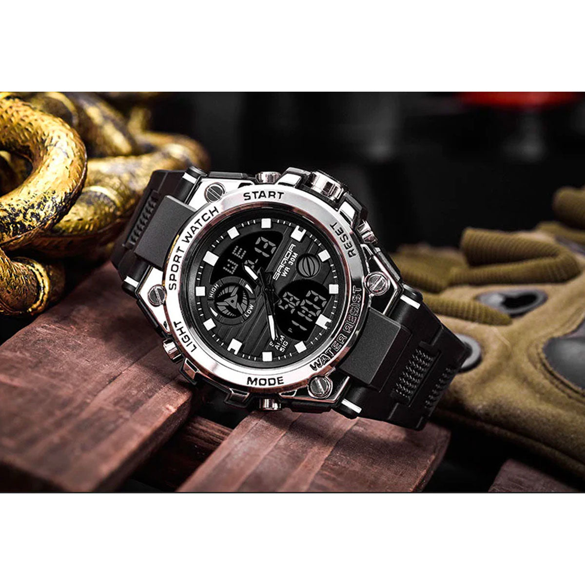 watches : Montre Homme Noire Militaire - Montre-bracelet analogique étanche avec Cadran Multifonction dans de Marche Lino