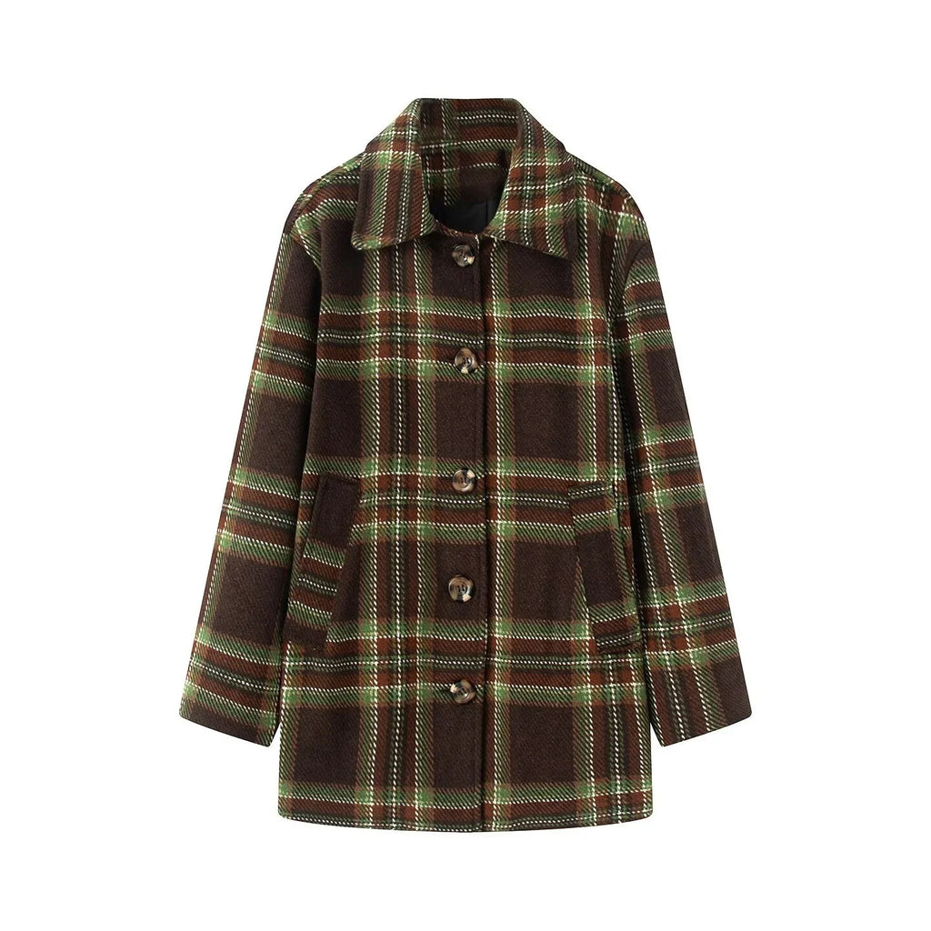 Manteau Hiver Femme Chic À Carreaux 0