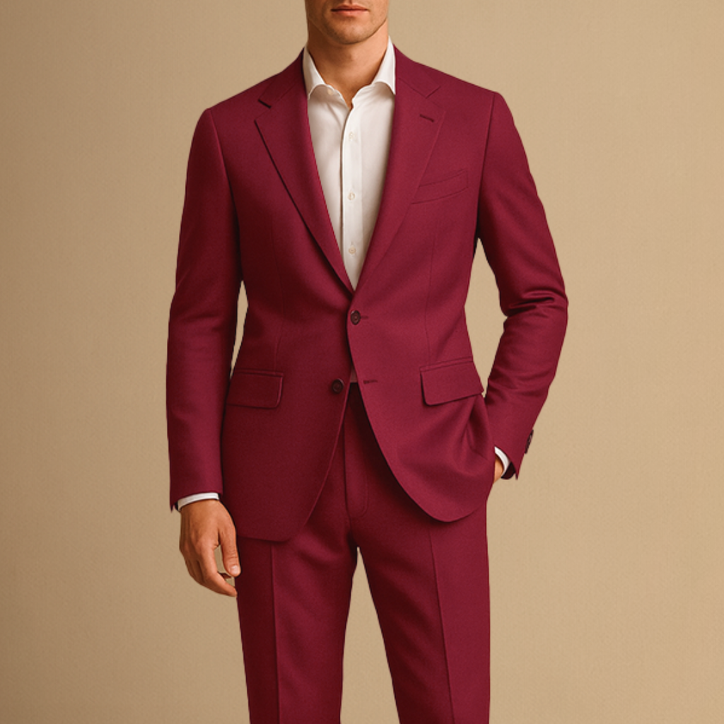 Men's Suits : Costume Slim Fit Léger Deux Pièces pour Homme pour Mariages et Événements Formels dans Rouge de Concept Palermo