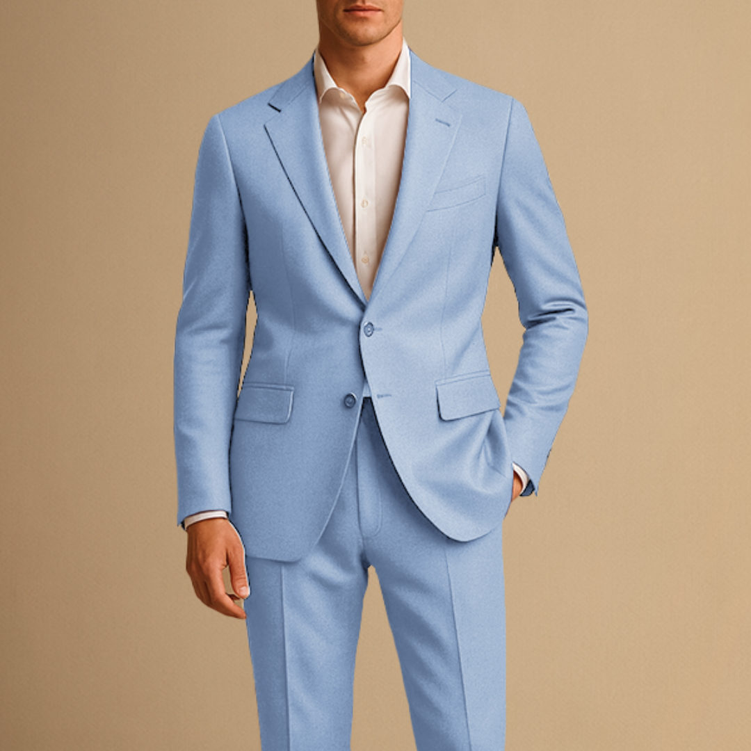 Men's Suits : Costume Slim Fit Léger Deux Pièces pour Homme pour Mariages et Événements Formels dans Bleu Clair de Concept Palermo