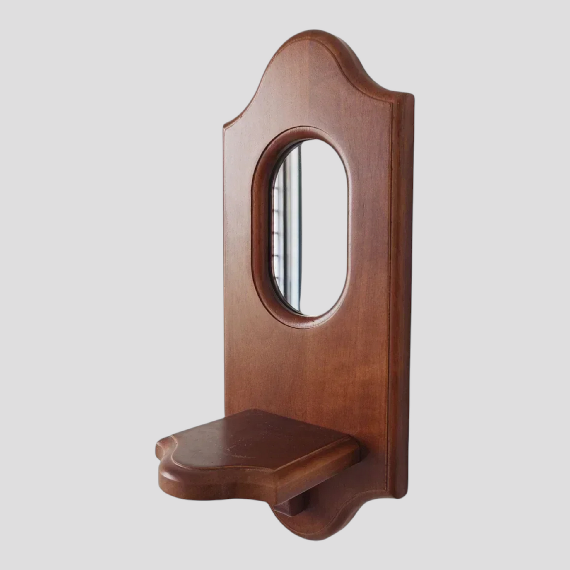 Miroir Mural Vintage Multifonctionnel avec Étagère Bois