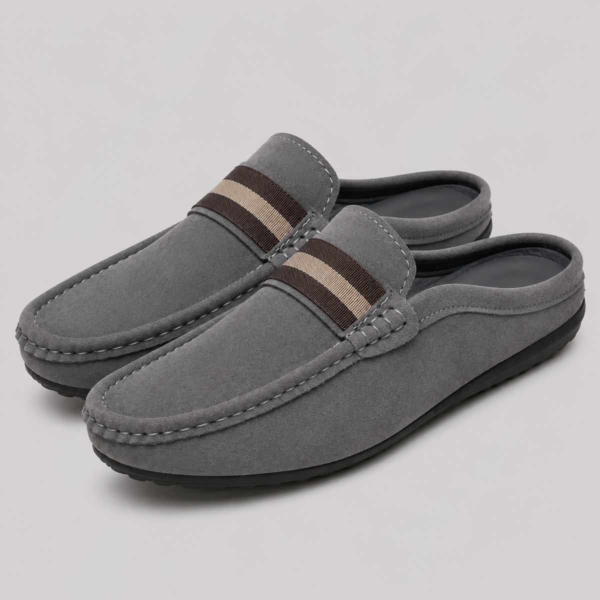 : Mocassin Homme en Cuir Synthétique à Enfiler dans Gris de Marche Lino