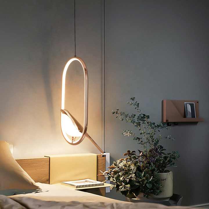 Lampe Suspension Oiseau Doré – Luminaire Sculpture LED de Plafond