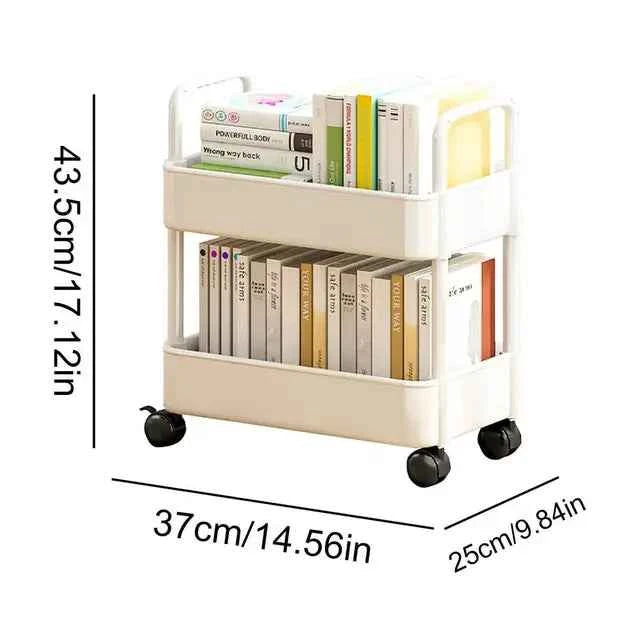 Book Cart : Chariot à Livres sur Roues Rangement Facile Organisation dans de Marche Lino