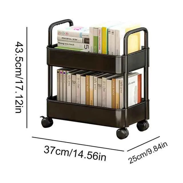 Book Cart : Chariot à Livres sur Roues Rangement Facile Organisation dans de Marche Lino