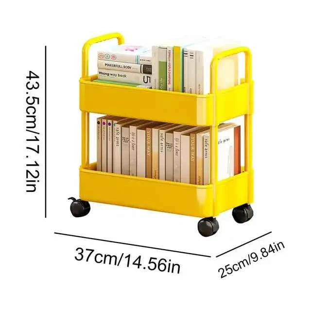 Book Cart : Chariot à Livres sur Roues Rangement Facile Organisation dans de Marche Lino