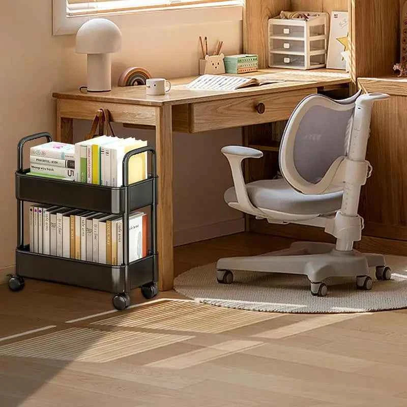 Book Cart : Chariot à Livres sur Roues Rangement Facile Organisation dans de Marche Lino