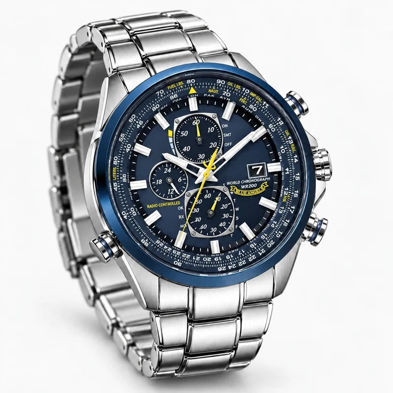 men's watch : Montre Chronographe Homme MultiSteel Cuir Marron, Élégante et Précise pour un Style Raffiné dans de Marche Lino