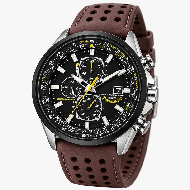 men's watch : Montre Chronographe Homme MultiSteel Cuir Marron, Élégante et Précise pour un Style Raffiné dans de Marche Lino