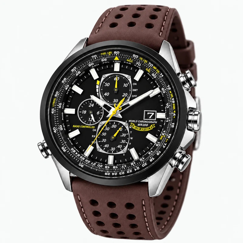 men's watch : Montre Chronographe Homme MultiSteel Cuir Marron, Élégante et Précise pour un Style Raffiné dans de Marche Lino
