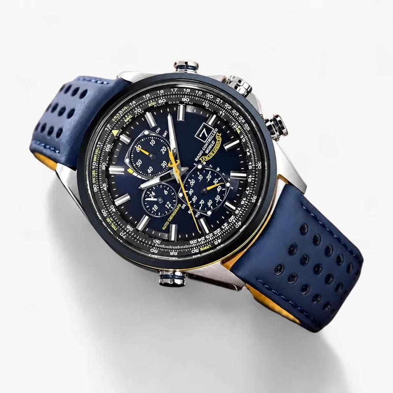 men's watch : Montre Chronographe Homme MultiSteel Cuir Marron, Élégante et Précise pour un Style Raffiné dans de Marche Lino