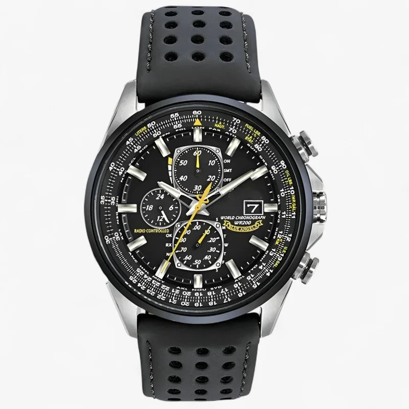 men's watch : Montre Chronographe Homme MultiSteel Cuir Marron, Élégante et Précise pour un Style Raffiné dans Ceinture noire à 3 boutons de Marche Lino