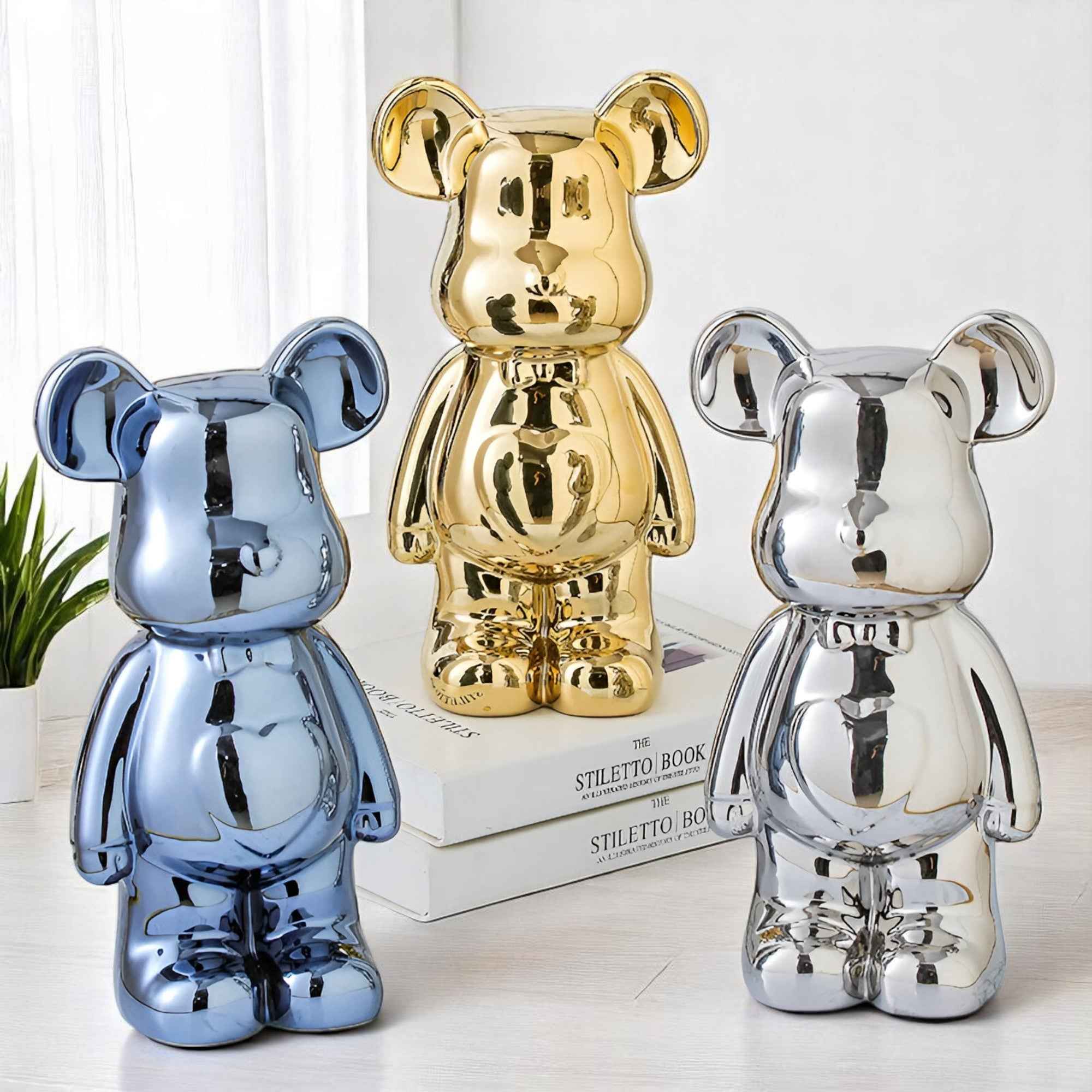 Figurines : Statuette Ours Blanc en Céramique Luxe 28cm - Décoration Moderne Design Élégante et Chic dans de Marche Lino