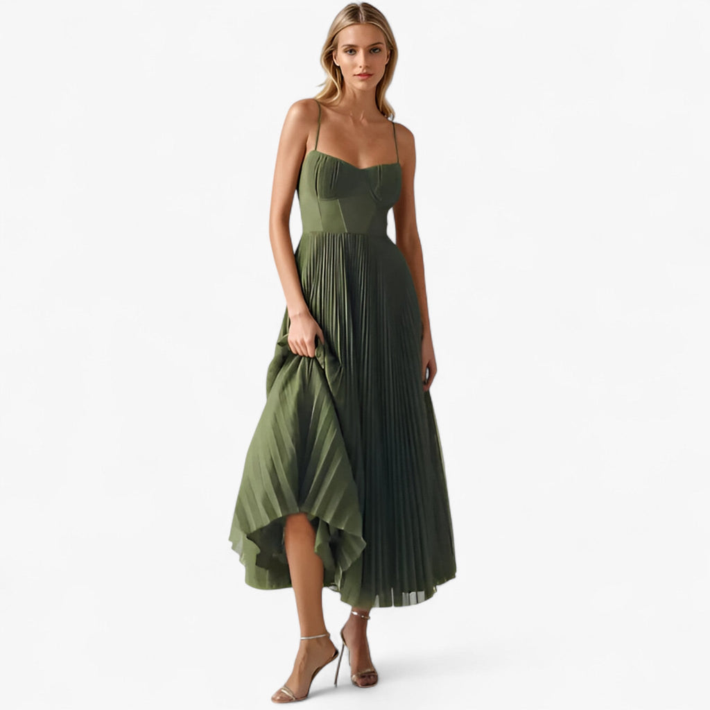 Robe longue plissée pour femme