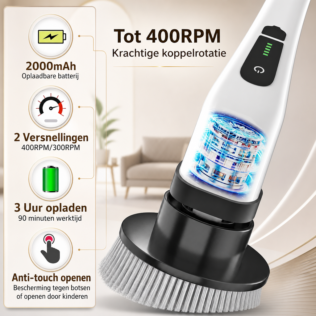 ScrubPro Brosse Rotative Électrique - Brosse de Nettoyage Sans Fil