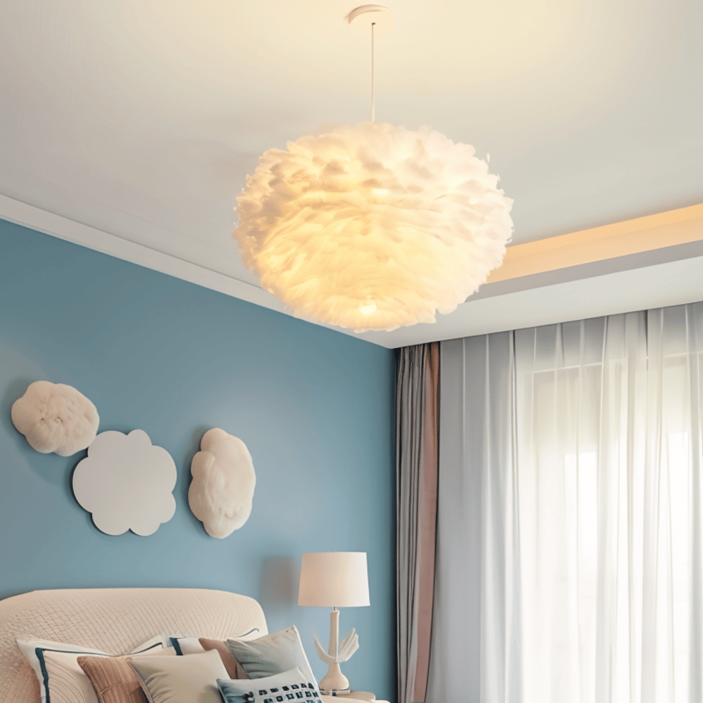 Pendant Light : Suspension Sphérique Plumetée dans de Marche Lino