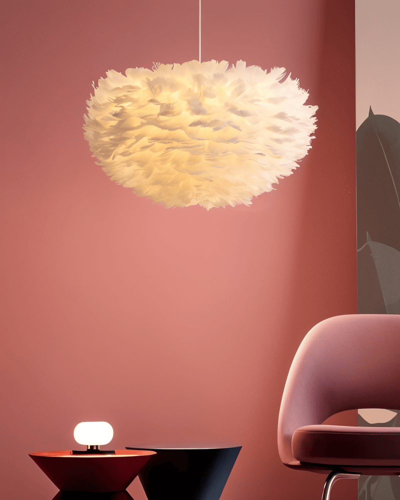 Pendant Light : Suspension Sphérique Plumetée dans de Marche Lino