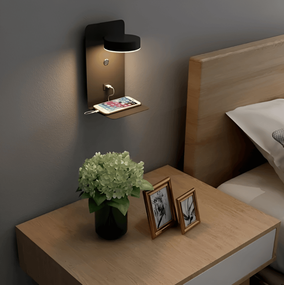 DualDelight Applique LED avec Étagère & Port USB