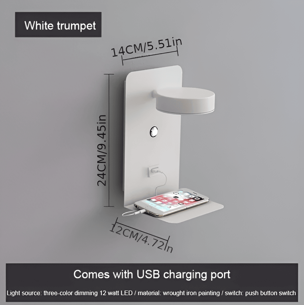 DualDelight Applique LED avec Étagère & Port USB