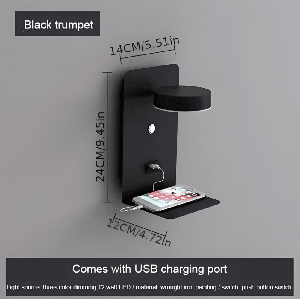 DualDelight Applique LED avec Étagère & Port USB