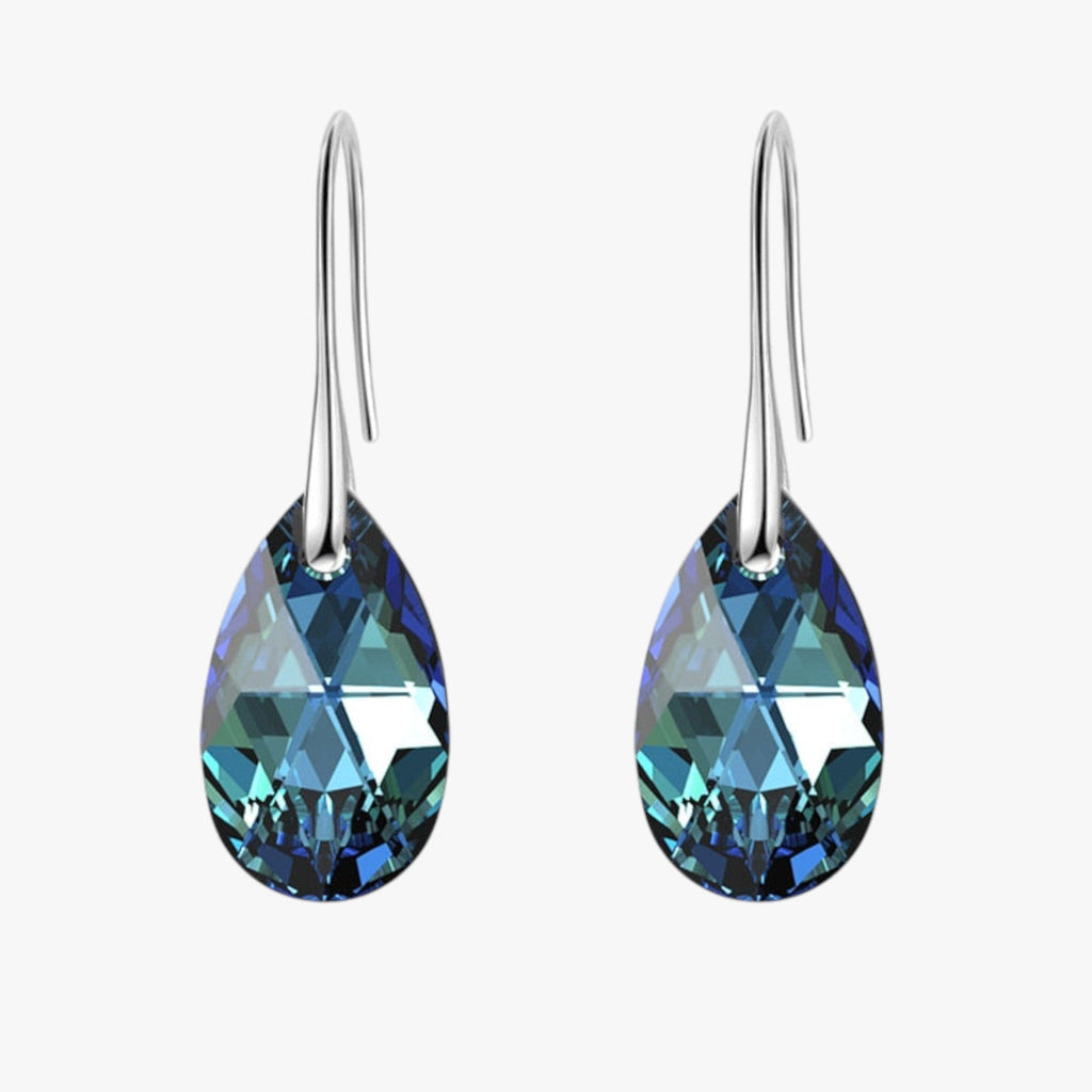 Boucles d'oreilles pendantes pour femme en cristal bleu saphir élégantes