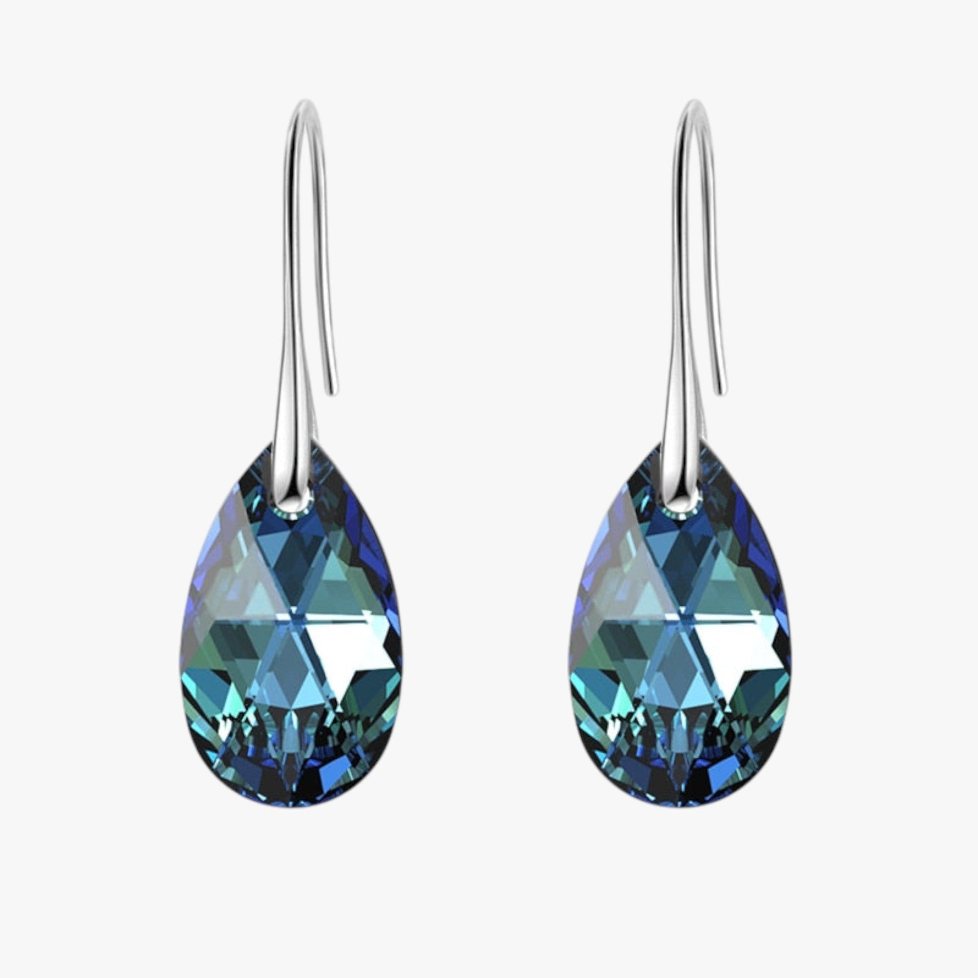 Boucles d'oreilles pendantes pour femme en cristal bleu saphir élégantes