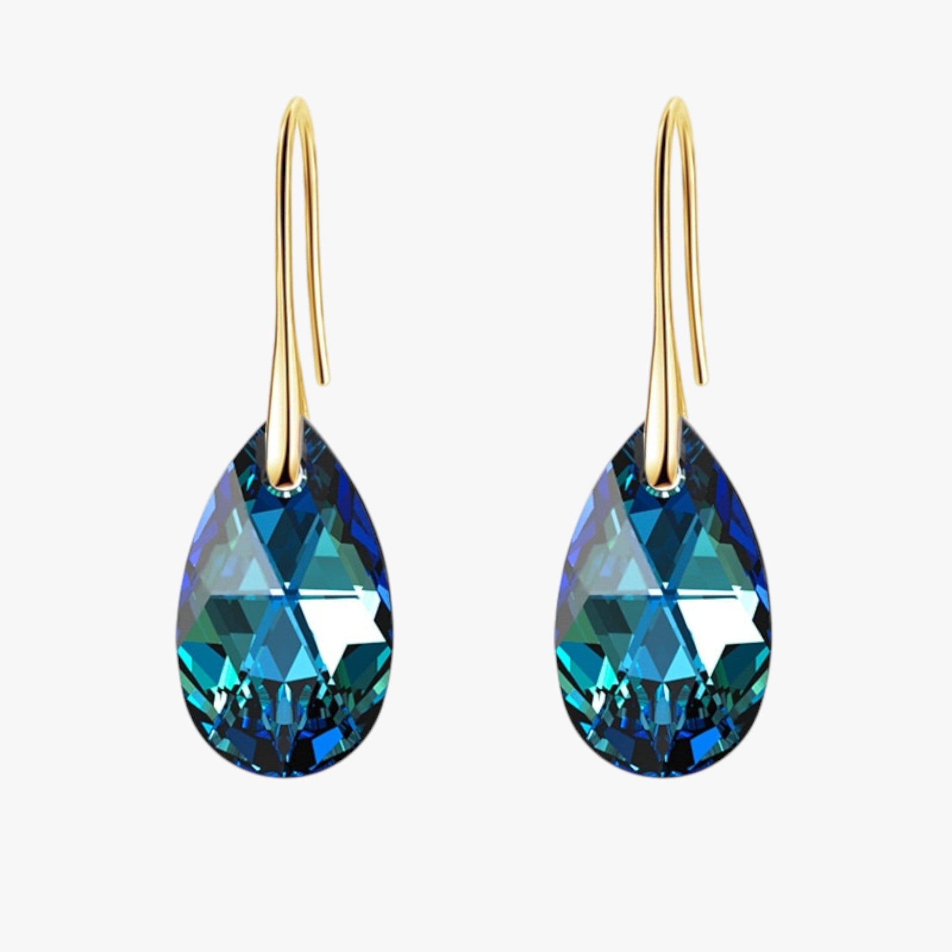 Boucles d'oreilles pendantes pour femme en cristal bleu saphir élégantes