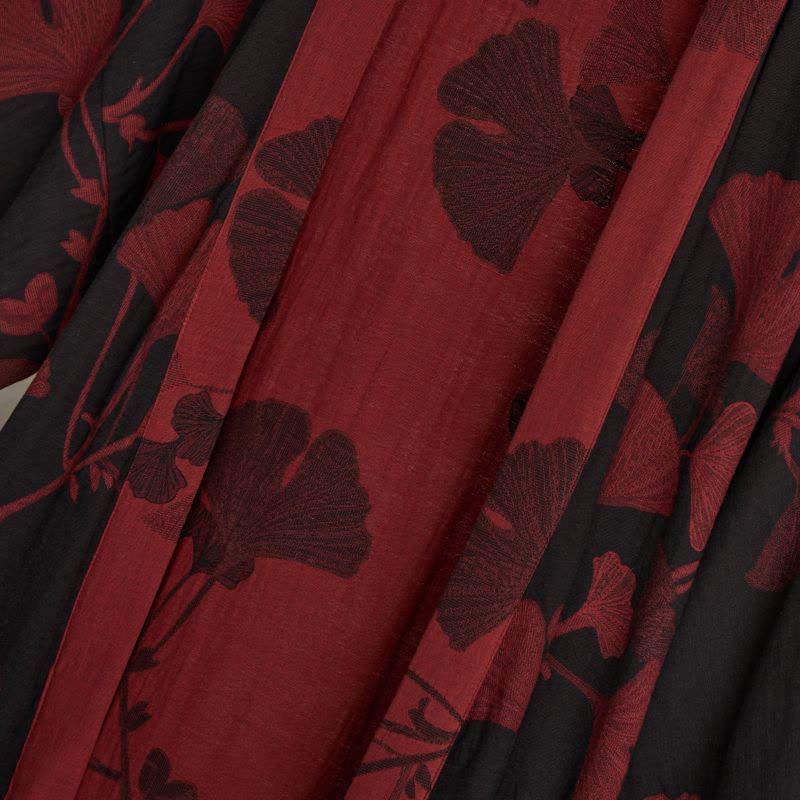 Kleding en accessoires > Kleding > Nachtkleding en loungewear > Kamerjassen : Kimono Peignoir en Coton avec Motif Feuille Réversible dans de Roselva