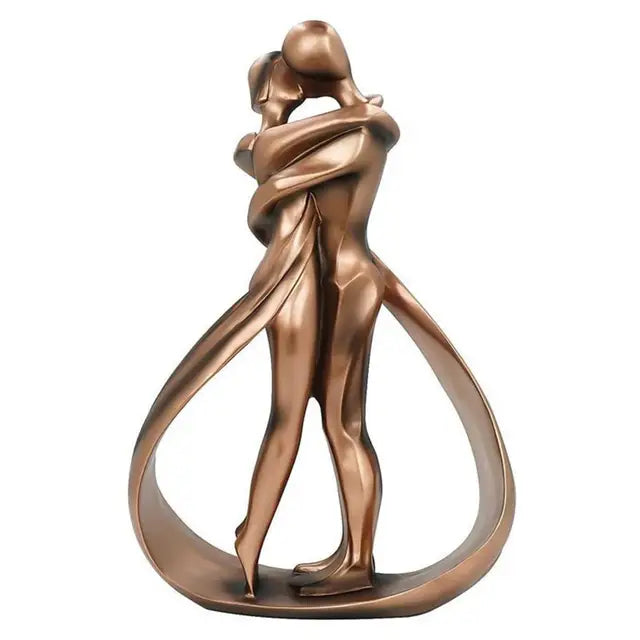 Huis en tuin > Decoratie > Kunst > Beelden, sculpturen en standbeelden : Sculpture Couple Enlacé - Statue Décorative en Résine Ton Bronze dans de Roselva