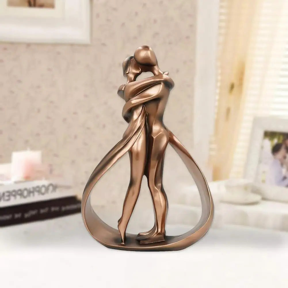 Huis en tuin > Decoratie > Kunst > Beelden, sculpturen en standbeelden : Sculpture Couple Enlacé - Statue Décorative en Résine Ton Bronze dans de Roselva