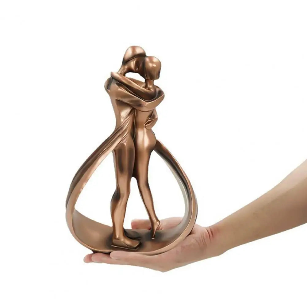 Huis en tuin > Decoratie > Kunst > Beelden, sculpturen en standbeelden : Sculpture Couple Enlacé - Statue Décorative en Résine Ton Bronze dans de Roselva