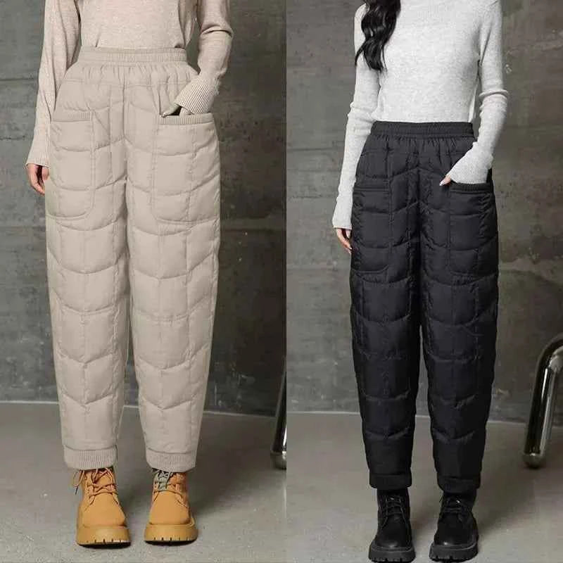 Pantalons de plein air : Pantalon Femme Chaud en Duvet Noir Confort Leggings dans de Marche Lino