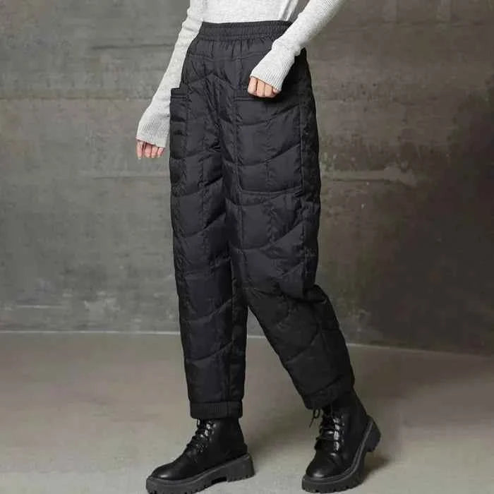 Pantalons de plein air : Pantalon Femme Chaud en Duvet Noir Confort Leggings dans noir de Marche Lino