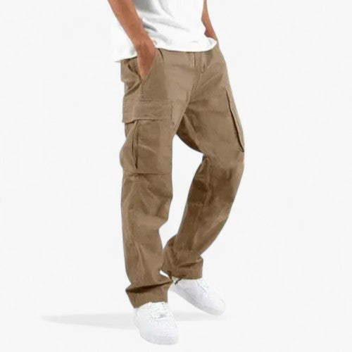 Pantalon Cargo Homme Décontracté en Coton avec Poches Latérales et Coupe Confortable