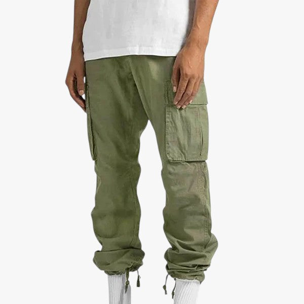Pantalon Cargo Homme Décontracté en Coton avec Poches Latérales et Coupe Confortable