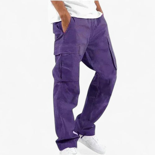 Pantalon Cargo Homme Décontracté en Coton avec Poches Latérales et Coupe Confortable