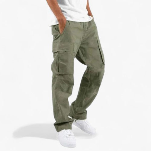 Pantalon Cargo Homme Décontracté en Coton avec Poches Latérales et Coupe Confortable