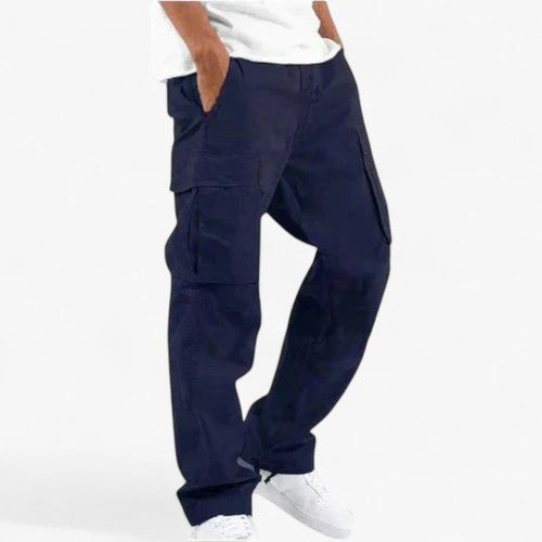 Pantalon Cargo Homme Décontracté en Coton avec Poches Latérales et Coupe Confortable