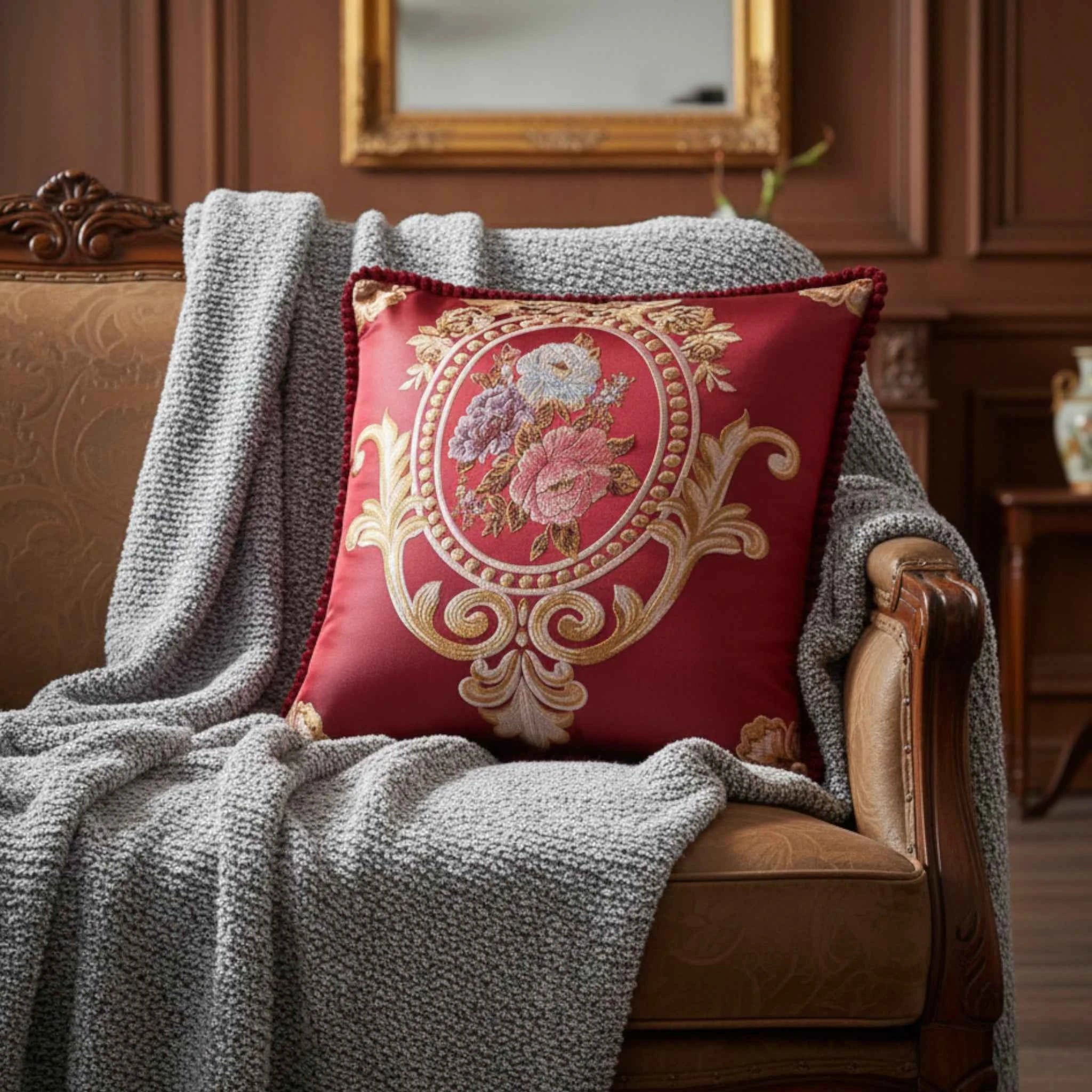 Coussins et oreillers décoratifs : Housse de Coussin en Jacquard Style Européen 48×48 Cm dans de Marche Lino