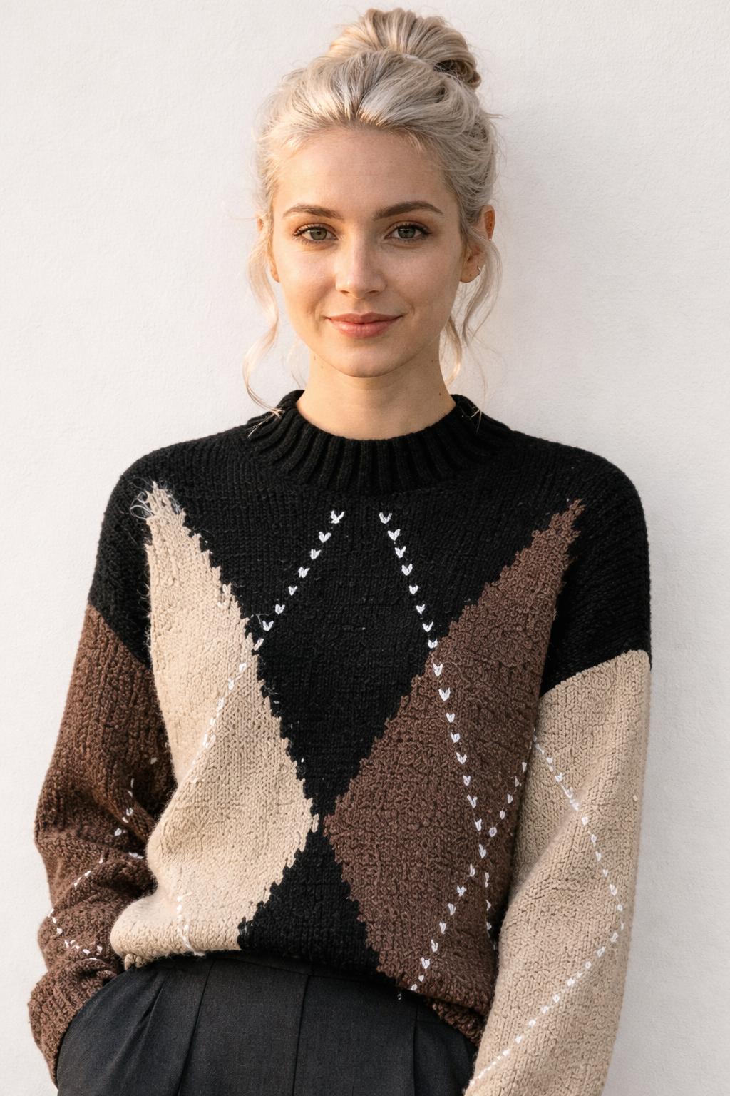 Pull Femme Ample à Manches Longues Acrylique