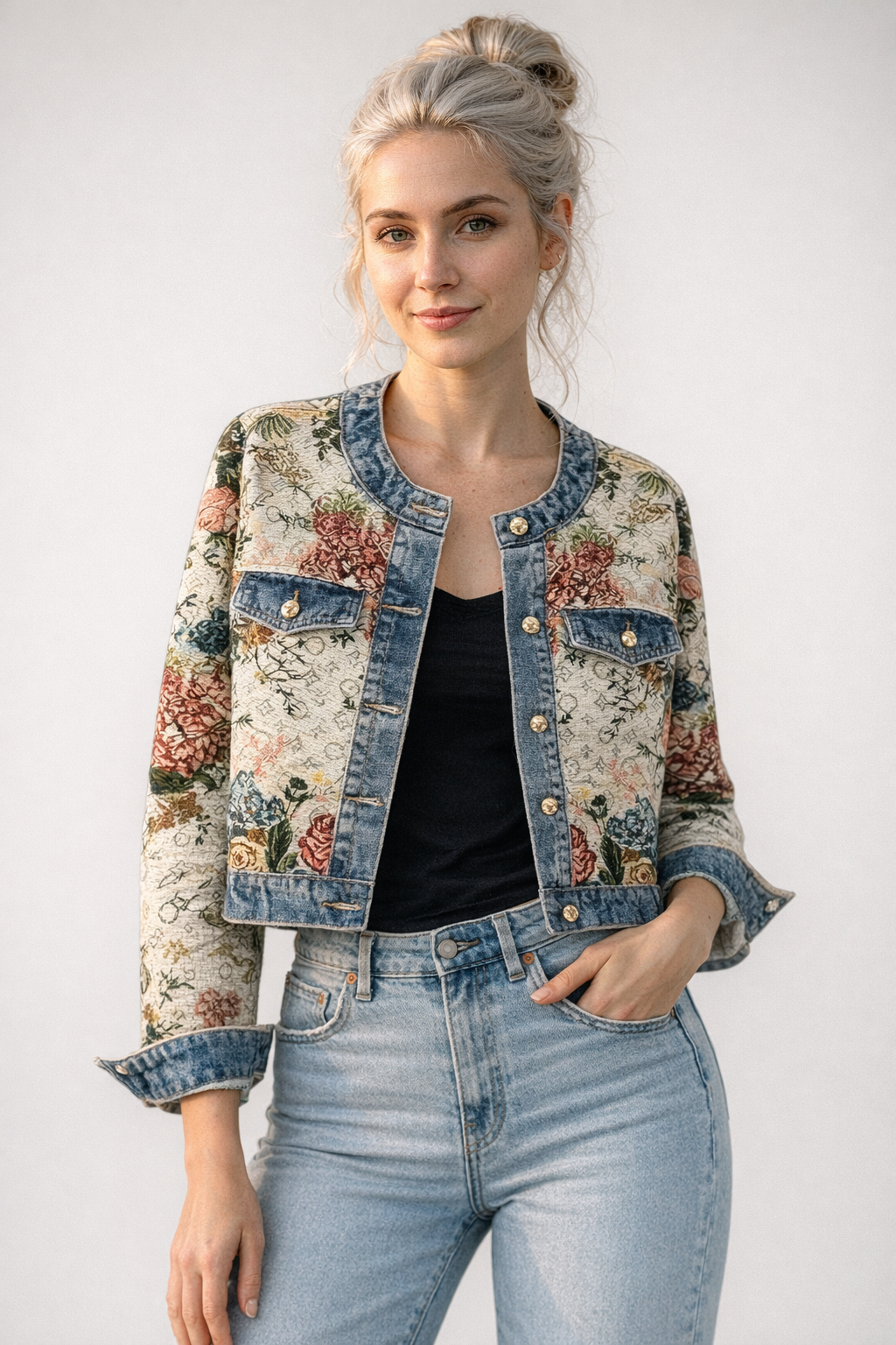 Veste en Jean Rétro Bleue pour Femme - Style Vintage Élégant