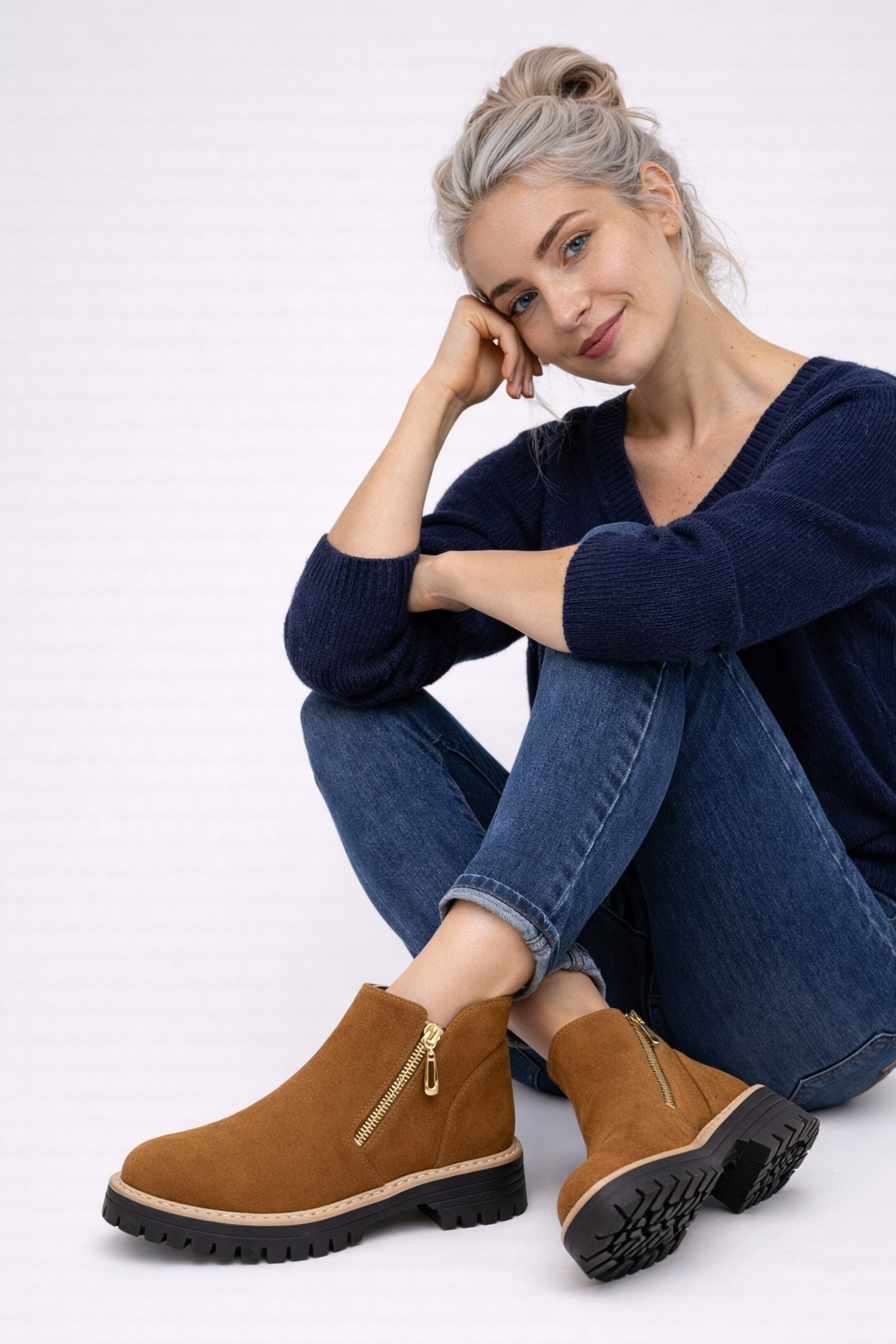 Bottes Noires Femme en Daim