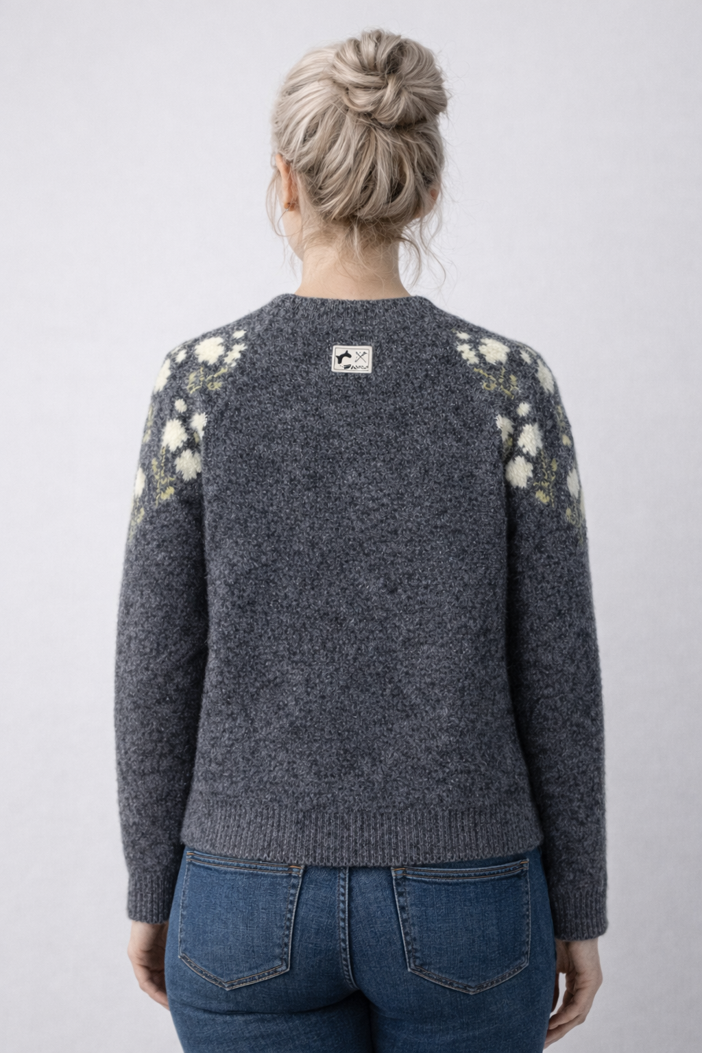 Pull Femme Ample à Broderie 3D Vintage Laine
