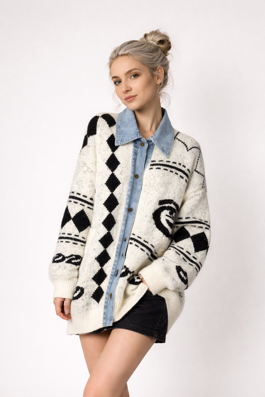 Manteau Hiver Femme Long Vintage Décontracté Denim