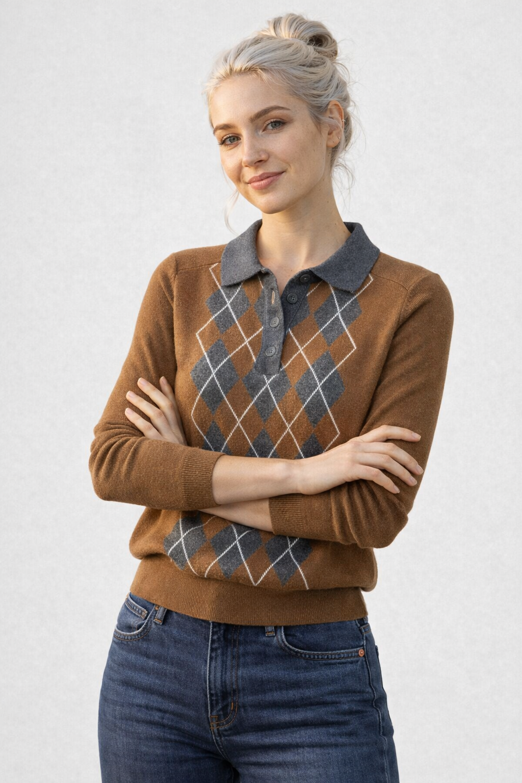 Pull Femme Col Polo Ample – Tricot Doux et Chaud | Automne Hiver Casual