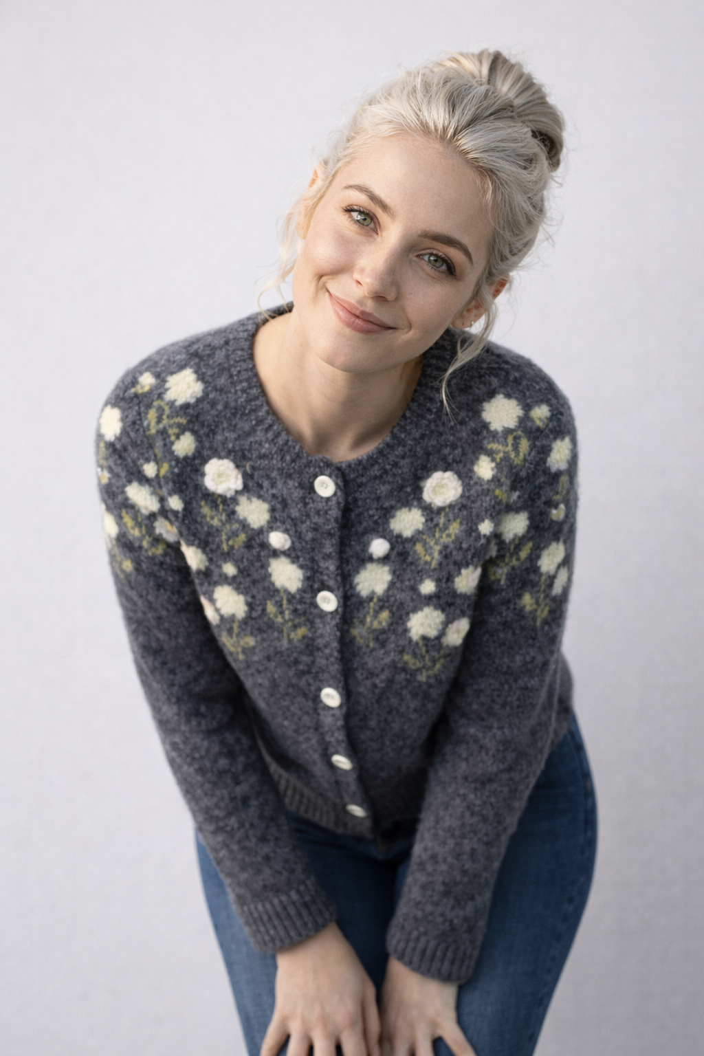Pull Femme Ample à Broderie 3D Vintage Laine