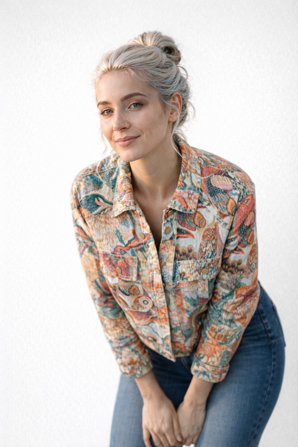 Veste Femme Imprimé Paon Bleu – Élégante et Confortable, Qualité Premium